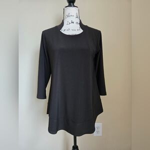 Symply Top Womens 12 Brown 3/4 Sleeve Stretch